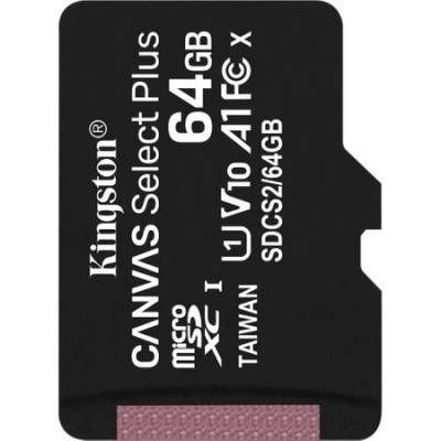 Card memorie Kingston Canvas Select Plus, MicroSD, 64 GB, Adaptor SD, Clasa 10, UHS-I